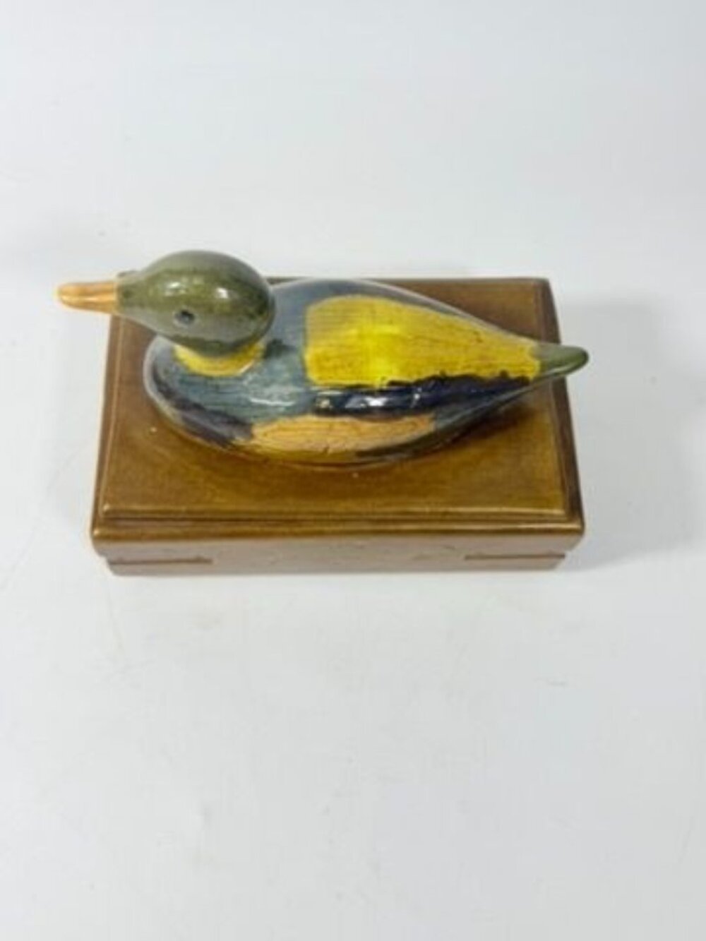 Trinket Cigar Box Duck Vintage Ceramic Hand Painted Mold Desk Dresser Accessorie - Picture 3 of 13